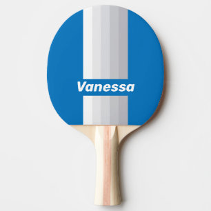 Cloudy Blue Sky Pin Stripes with Name Ping Pong Paddle