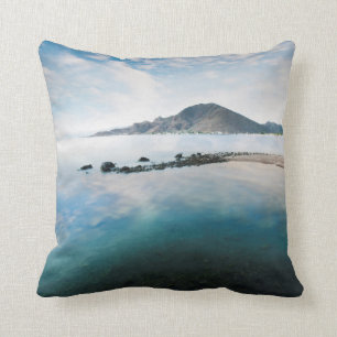 Cloudy Blue Sky Reflecting In Lake Cushion