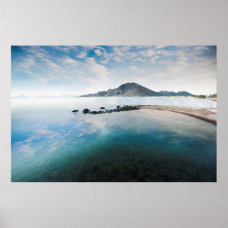 Cloudy Blue Sky Reflecting In Lake Poster