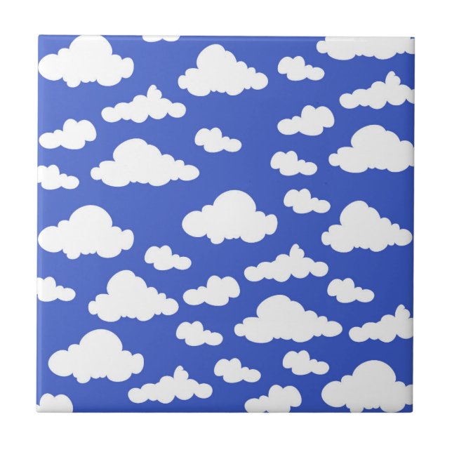 Cloudy Blue Sky White Clouds Dreamy Clouding Tile (Front)