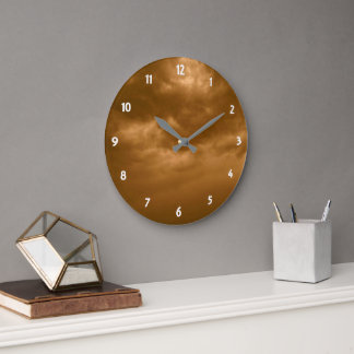 Cloudy Brown Sky Large Clock