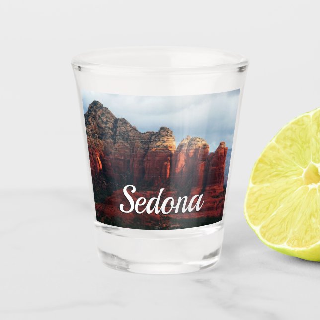 Cloudy Coffee Pot Rock in Sedona Arizona Shot Glass (Front)
