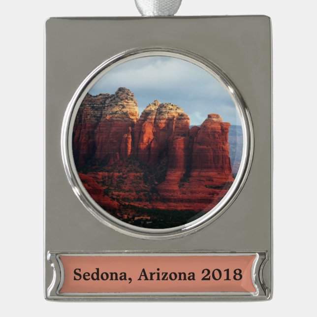 Cloudy Coffee Pot Rock in Sedona Arizona Silver Plated Banner Ornament (Front)