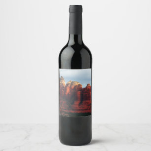 Cloudy Coffee Pot Rock in Sedona Arizona Wine Label