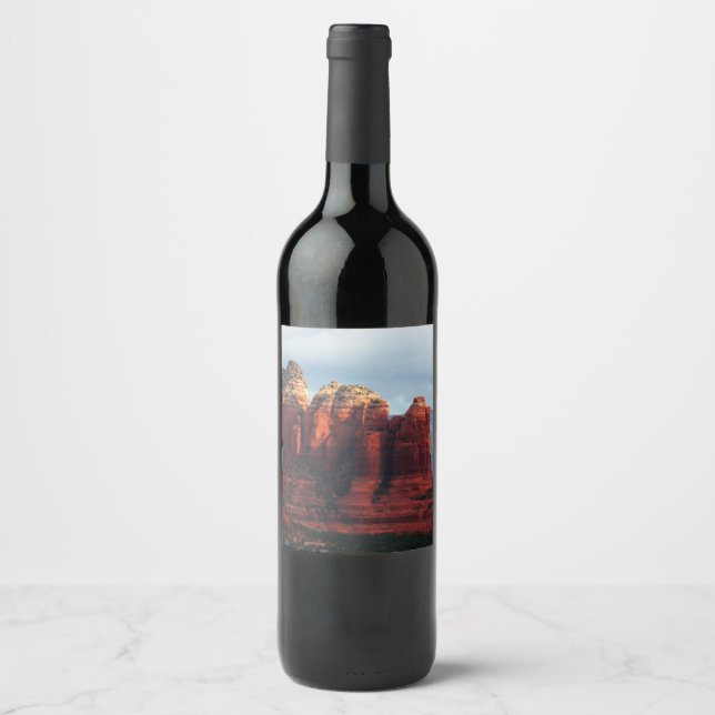 Cloudy Coffee Pot Rock in Sedona Arizona Wine Label (Front)