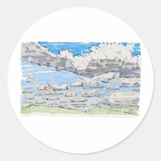 Cloudy day classic round sticker