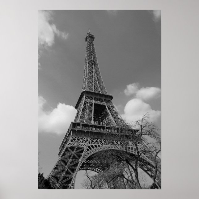 Cloudy Eiffel In Black and White, 2015 Poster (Front)