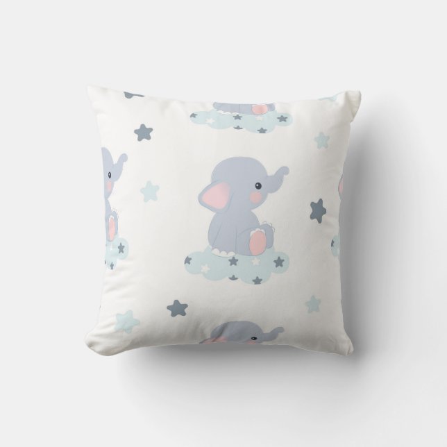 Cloudy Elephant Dreams Cushion (Front)