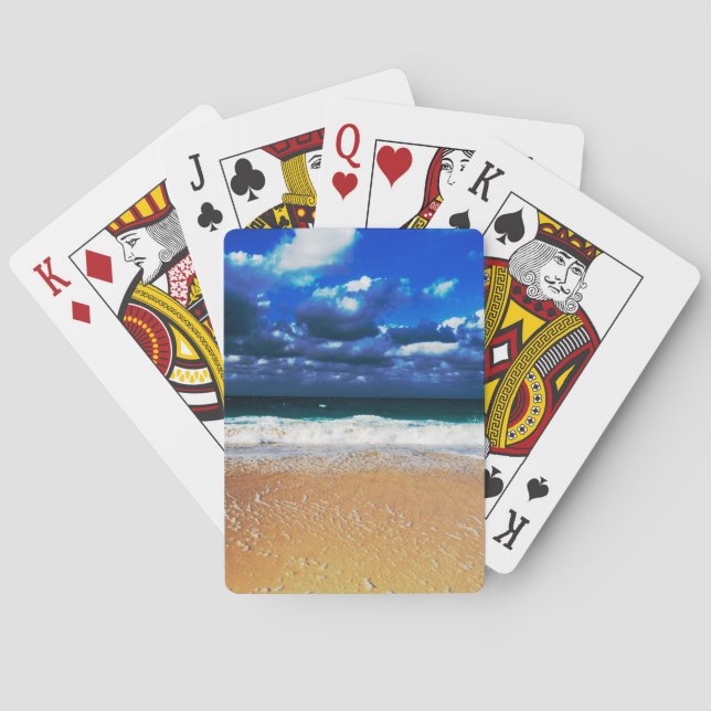 Cloudy Exotic Beach Playing Cards (Back)