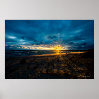 Cloudy Fall Sunrise over Hammond Bay Poster