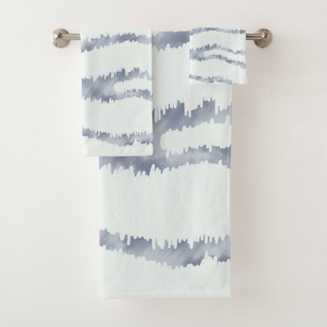 Cloudy Grey Zebra Eraser Scratch Art Bath Towel Set (Insitu)