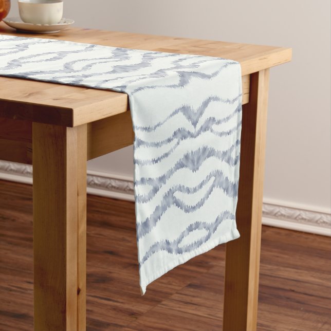 Cloudy Grey Zebra Eraser Scratch Art Short Table Runner (In Situ)