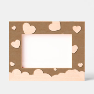 Cloudy Hearts Etched Wooden Frame Engraved Frames