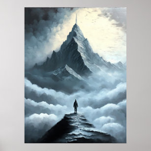Cloudy Mysterious Mountain Fine Art Poster