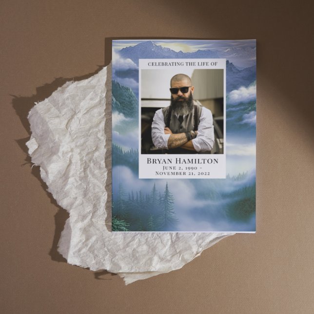 Cloudy Nature Watercolor Funeral Program Invitation (Creator Uploaded)