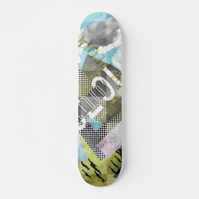 Cloudy people b collage artwork skateboard (Front)