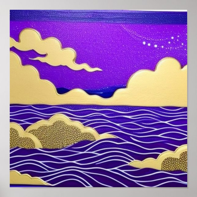 Cloudy Sea at Night Poster (Front)