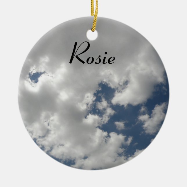 Cloudy Skies Personalised Message Pendant Ceramic Tree Decoration (Front)
