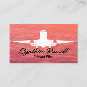 Cloudy Skies Plane Flying Logo Business Card