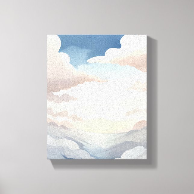 Cloudy Skies | Watercolor Sky Blue Clouds Canvas Print (Front)