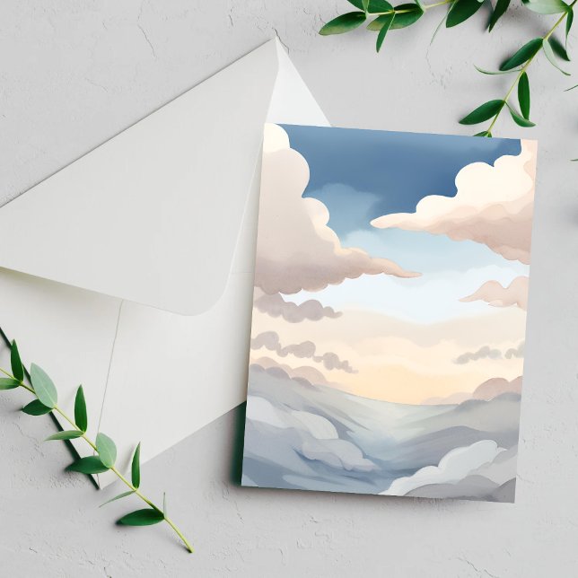 Cloudy Skies | Watercolor Sky Blue Clouds Card (Creator Uploaded)