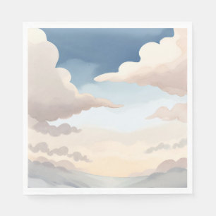Cloudy Skies Watercolor Sky Blue Clouds Napkin