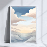 Cloudy Skies | Watercolor Sky Blue Clouds