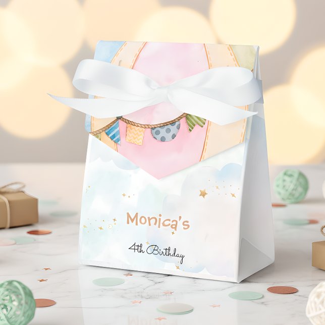 Cloudy sky hot air balloons kids birthday favour box (Creator Uploaded)