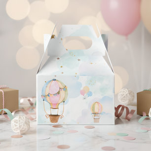 Cloudy sky hot air balloons kids birthday favour box