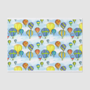 Cloudy Sky Hot Air Balloons Watercolor Tissue Paper