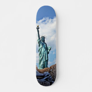 Cloudy Sky Statue Of Liberty Skateboard