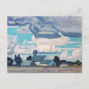 Cloudy Sky, Thornhill Church, famous painting, Postcard