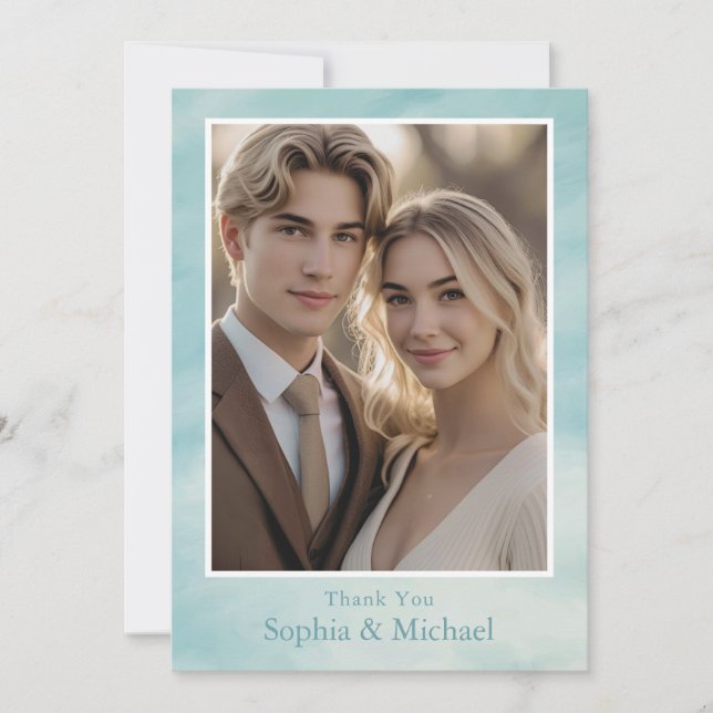 Cloudy Sky Wedding Thank You Card Soft Romantic (Front)