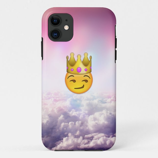 Cloudy Smirk Crown Emoji iPhone Case (Back)