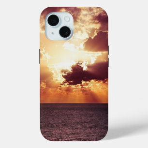 Cloudy Sunset Over Sea iPhone 15 Case