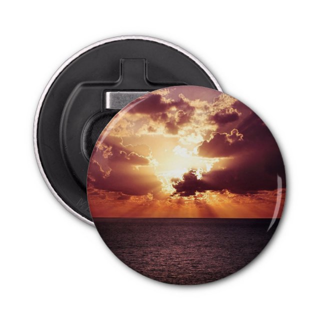 Cloudy Sunset Over Sea Horizon Bottle Opener (Front)