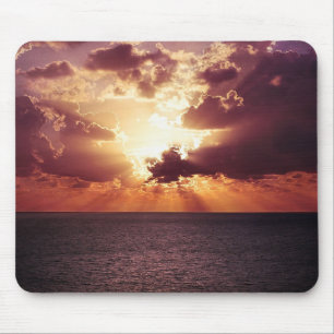 Cloudy Sunset Over Sea Horizon Mouse Mat