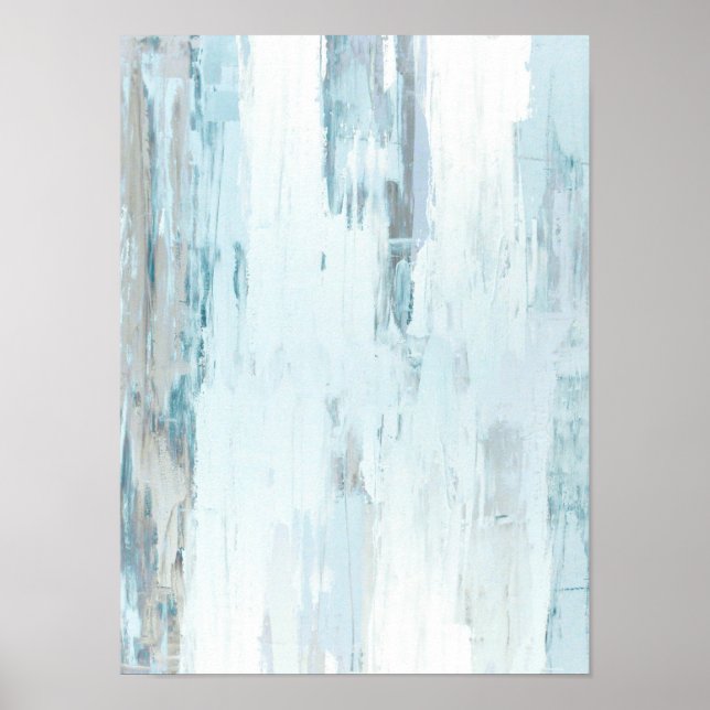 'Cloudy' Teal and Beige Abstract Art Poster (Front)