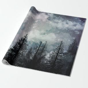 Cloudy Winter Pine Forest Wrapping Paper