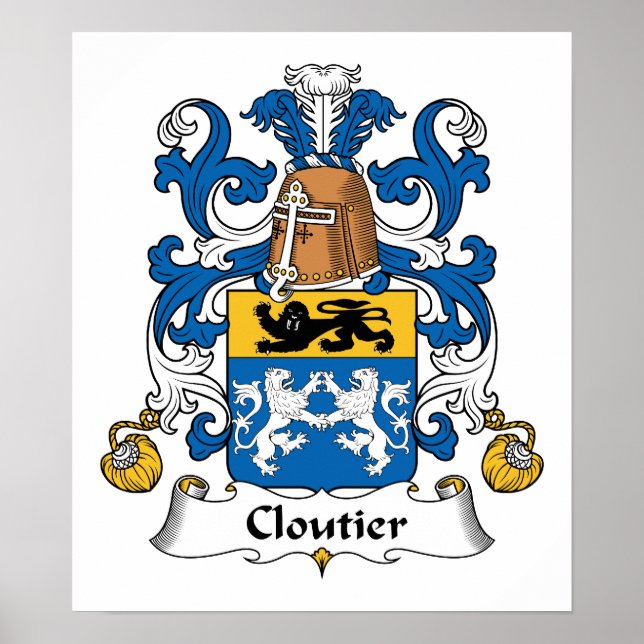 Cloutier Family Crest Poster (Front)