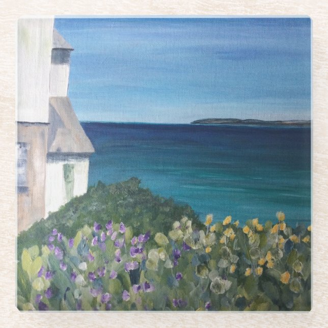 Clovelly Devon  Glass Coaster (Front)