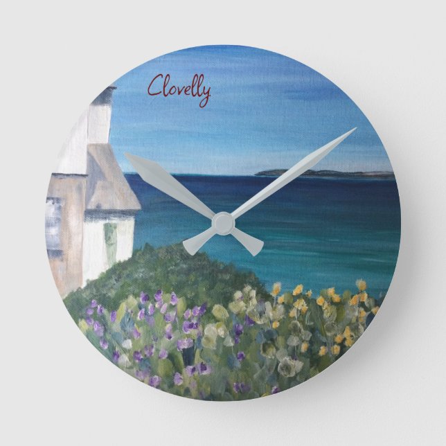 Clovelly Devon  Round Clock (Front)