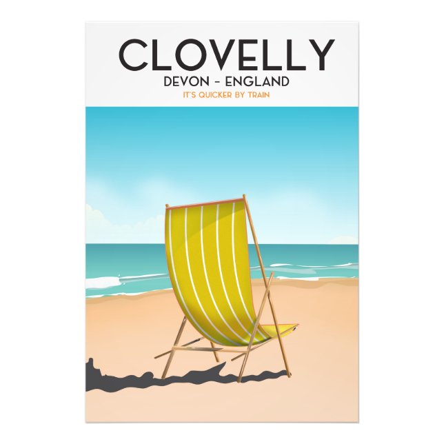 Clovelly, Devon vintage travel train poster (Front)