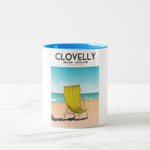 Clovelly, Devon vintage travel train poster Two-Tone Coffee Mug