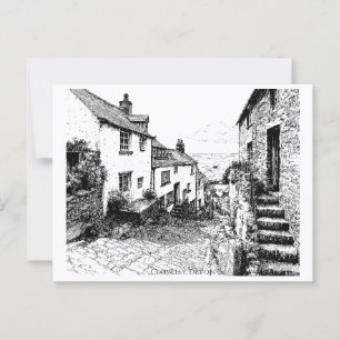 Clovelly Village Sketch, Devon England   Postcard