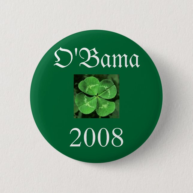 clover 2, O'Bama, 2008 6 Cm Round Badge (Front)