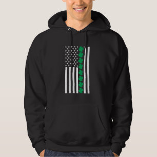 Clover American Flag Shamrock St Patricks Day Iris Hoodie