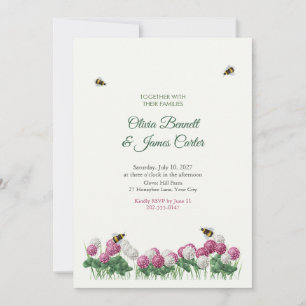 Clover and Bumblebees Meadow Wedding Invite