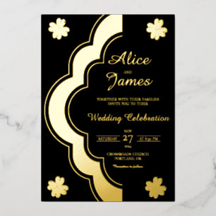 Clover Arch Gate Elegant Black Gold Foil Wedding