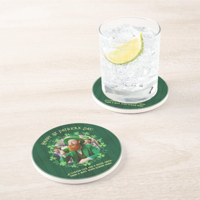 Clover & Beer Companionship Sandstone Coaster (Side)